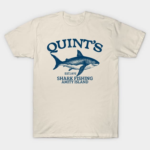 T-shirt Unisexe Quint's Shark Fishing - Manches Courtes, Thème Pêche Requin Humoristique, Neuf Avec étiquette